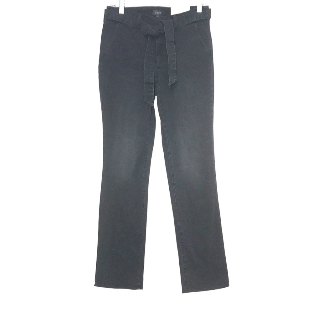 Nydj Marilyn Straight lift tuck jeans with waist tie size 6 high rise